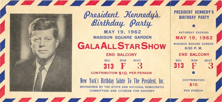 1962 John F. Kennedy Gala All Star Show Birthday Party Invitation Ticket